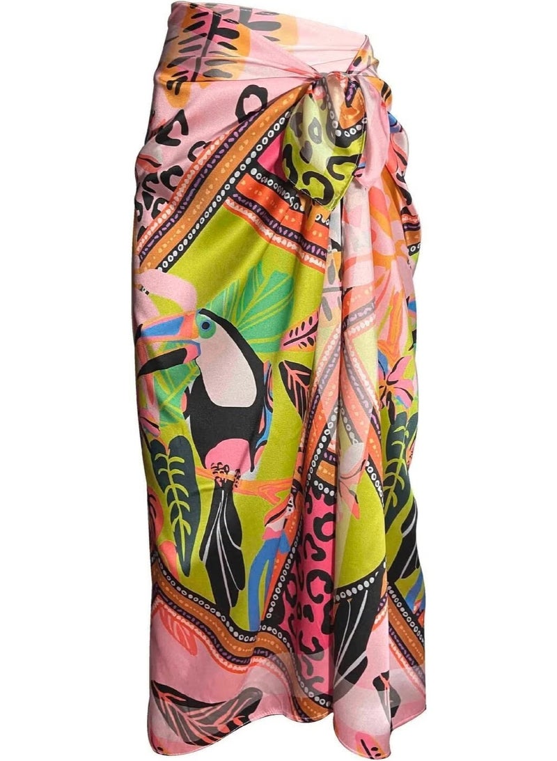Bolder Elena Pink Toucan Satin Pareo (145*100) - Image 2